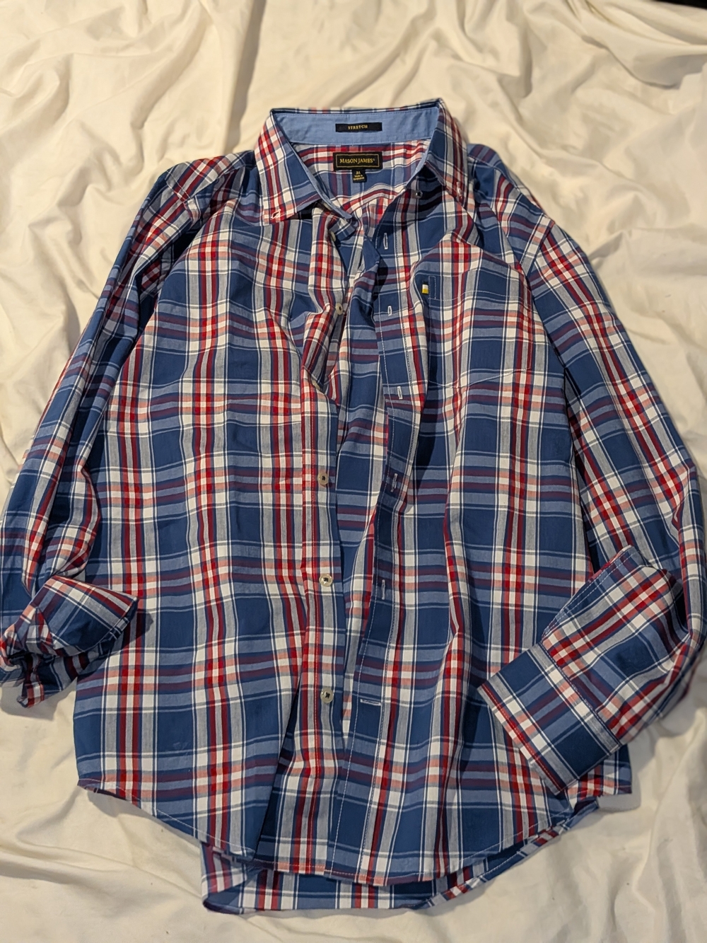 madison james Blue and Red Plaid Button-Down Shirt